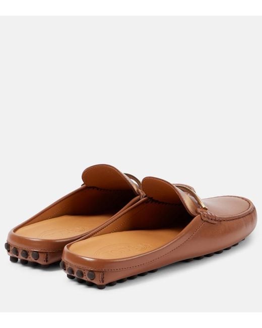 Tod's Brown Gommino Leather Mules