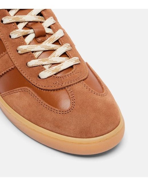 Hogan Brown Cool Suede-Trimmed Leather Sneakers