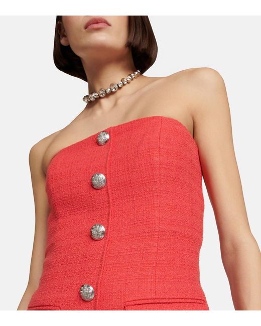 Veronica Beard Red Aster Cotton-Blend Tweed Minidress