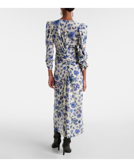 Isabel Marant Blue Albini Floral Silk-Blend Midi Dress