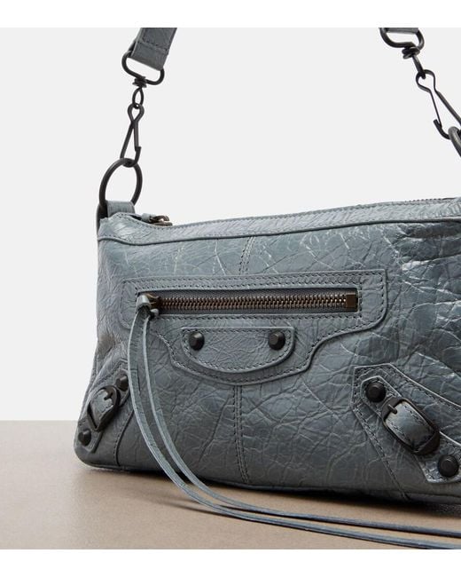 Balenciaga Blue Le City Moto Mini Leather Shoulder Bag