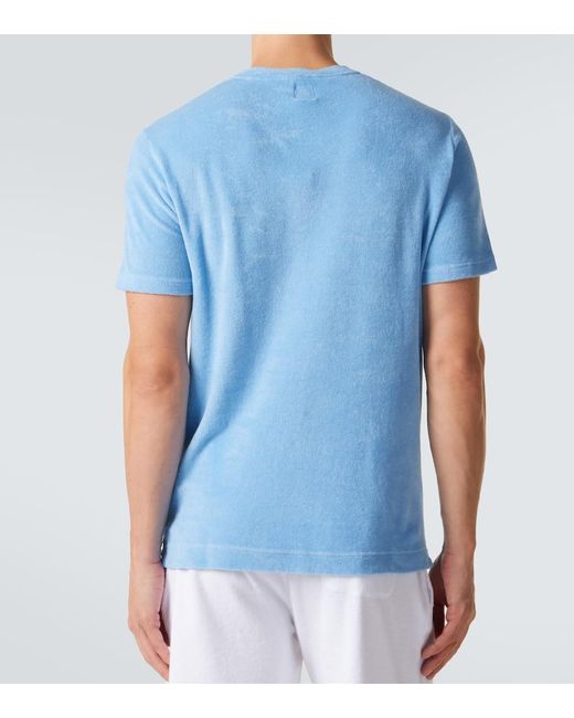 Fedeli Blue Cotton Terry T-Shirt for men