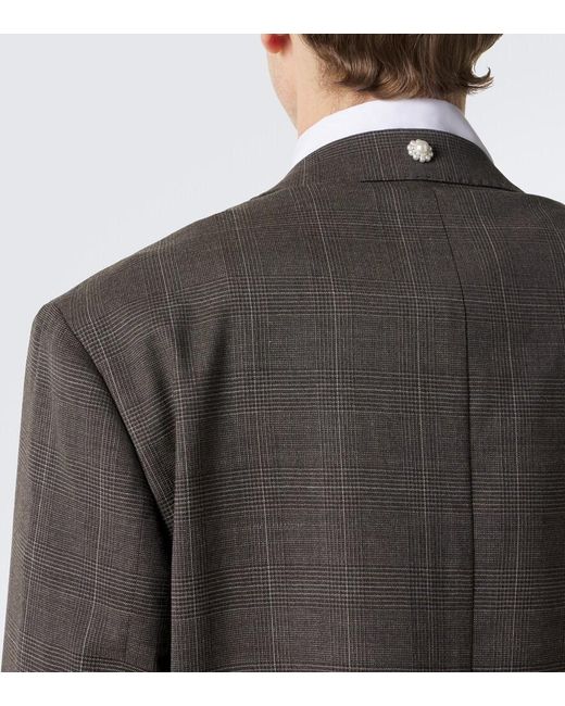 Simone Rocha Black Checked Embellished Wool Blazer for men