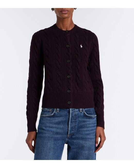 Polo Ralph Lauren Blue Cable-Knit Wool And Cashmere Cardigan