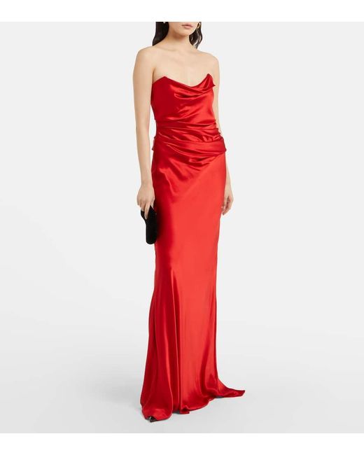 The Sei Red Robe Aus Seidensatin