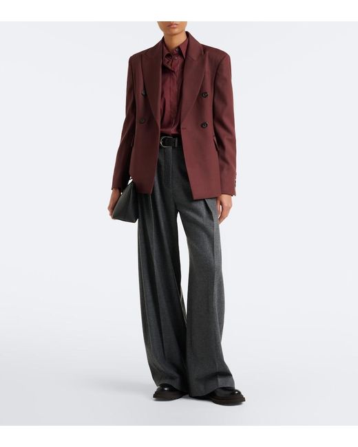Brunello Cucinelli Gray Pleated Wool And Cashmere Wide-Leg Pants