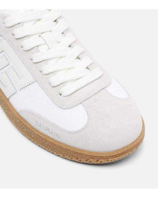 Balmain White Swan Suede Sneakers