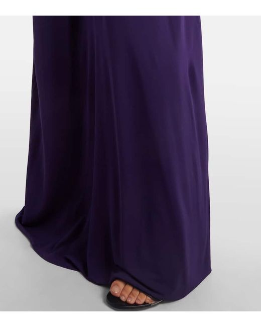 Christopher Esber Purple Arced Palm Cutout Gathered Gown