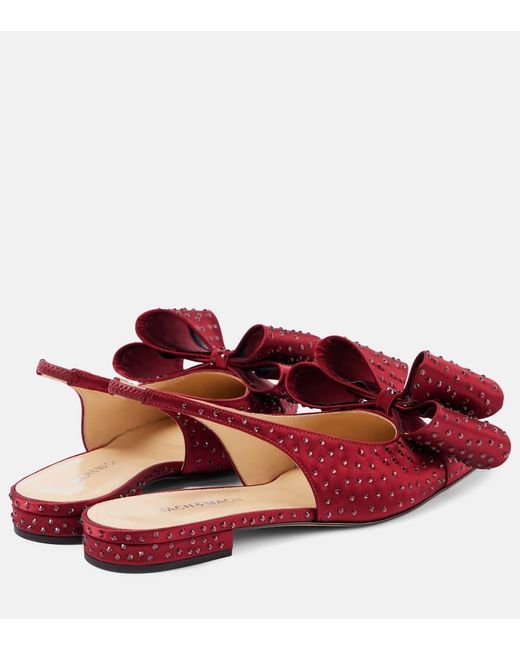 Mach & Mach Red Slingback-Ballerinas Le Cadeau Mit Kristallen