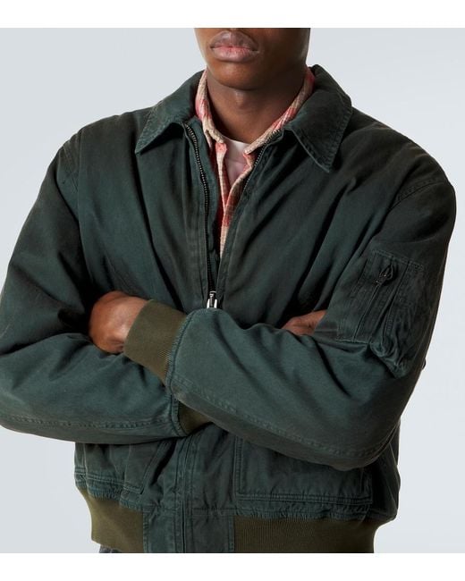 A.PRESSE Black Vintage Silk And Cotton Bomber Jacket for men