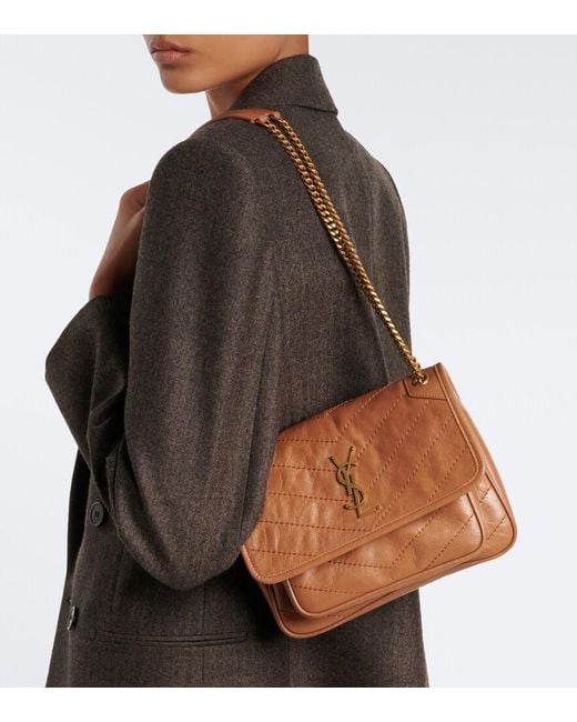 Saint Laurent Brown Niki Small Leather Shoulder Bag