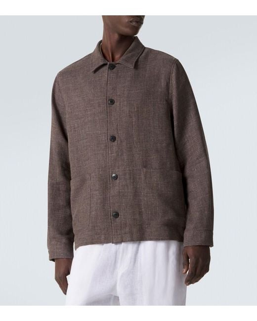 Sunspel Brown Cotton And Linen Jacket for men