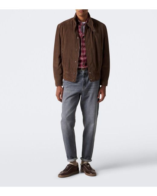 Brunello Cucinelli Red Checked Cotton-Blend Flannel Shirt for men