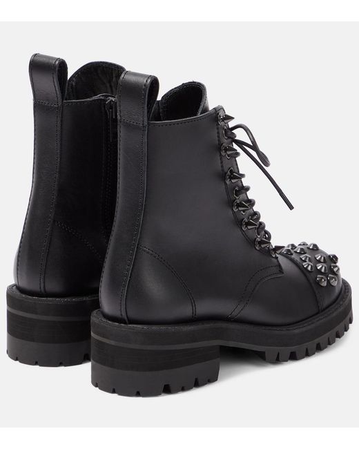 Junya Watanabe Black Embellished Leather Biker Boots