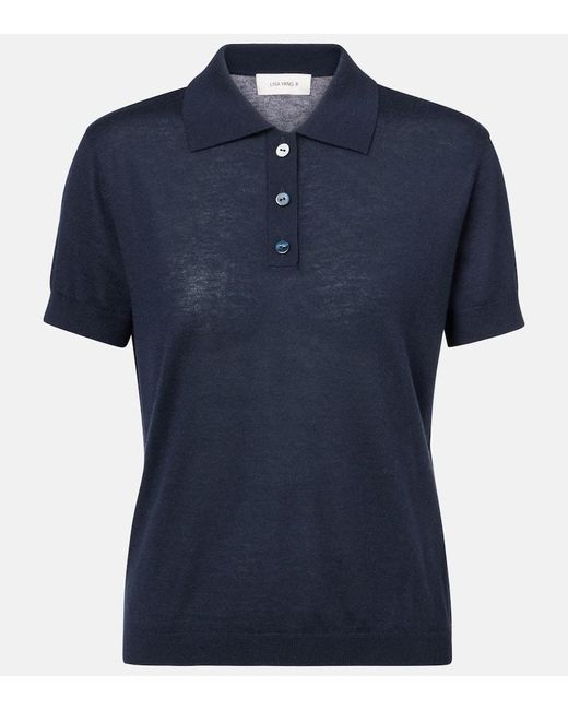 Lisa Yang Blue Nai Knitted Cashmere Polo Shirt