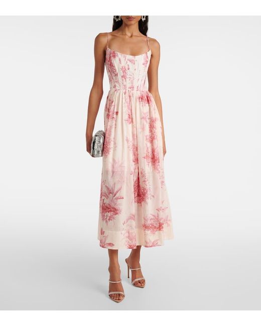 Zimmermann Pink Waverly Floral Cotton Bustier Dress