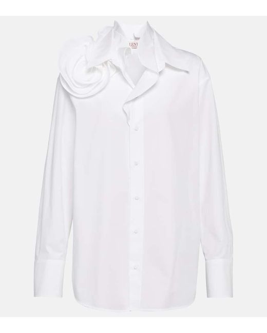 Valentino White Floral-applique Cotton Poplin Shirt