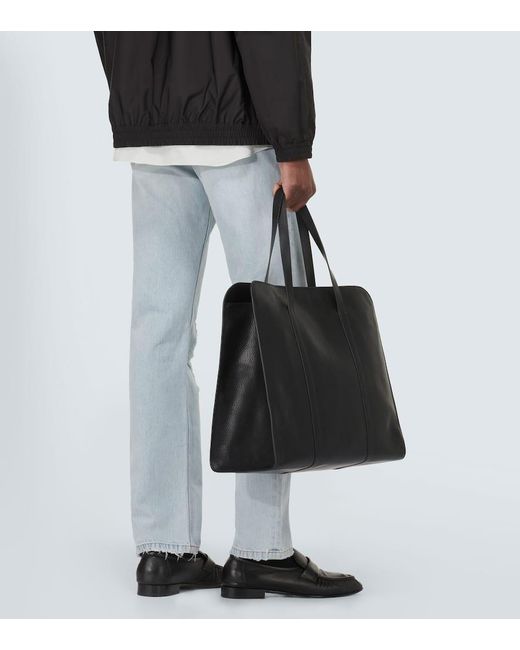The Row Black Ben Leather Tote Bag for men