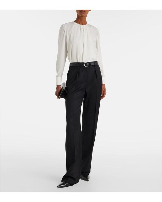 Max Mara Blue Cannes Virgin Wool Straight Pants