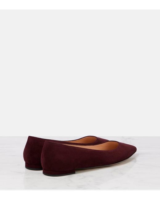 Gianvito Rossi Red Gianvito Suede Ballet Flats