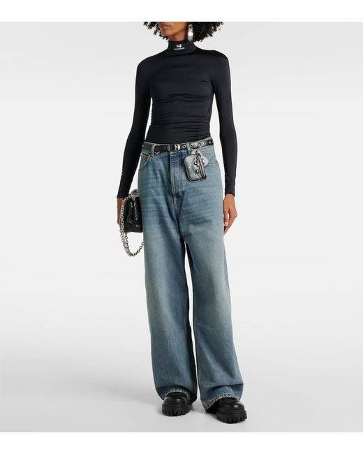 Balenciaga Blue Faded Mid-Rise Wide-Leg Jeans