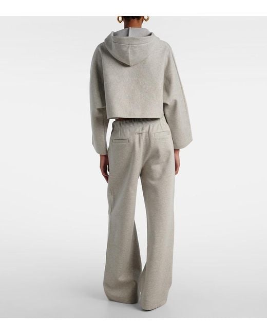 Jean Paul Gaultier White Cropped Embossed Logo Cotton Hoodie