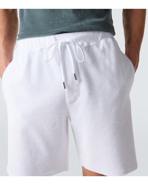 Fedeli White Cotton Terry Shorts for men