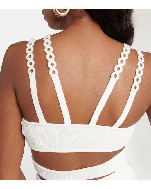Jonathan Simkhai White Liana Ribbed Crop Top
