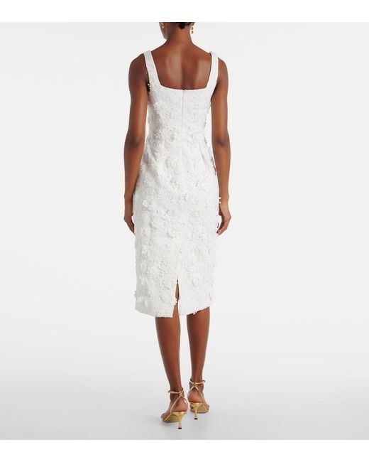 LEO LIN White Bridal Larissa Floral Lace Midi Dress