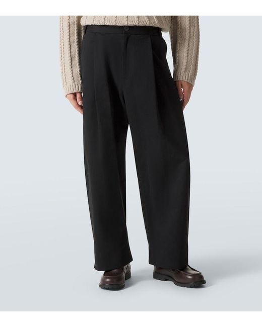 Studio Nicholson Black Sorte Cotton Twill Barrel-Leg Pants for men