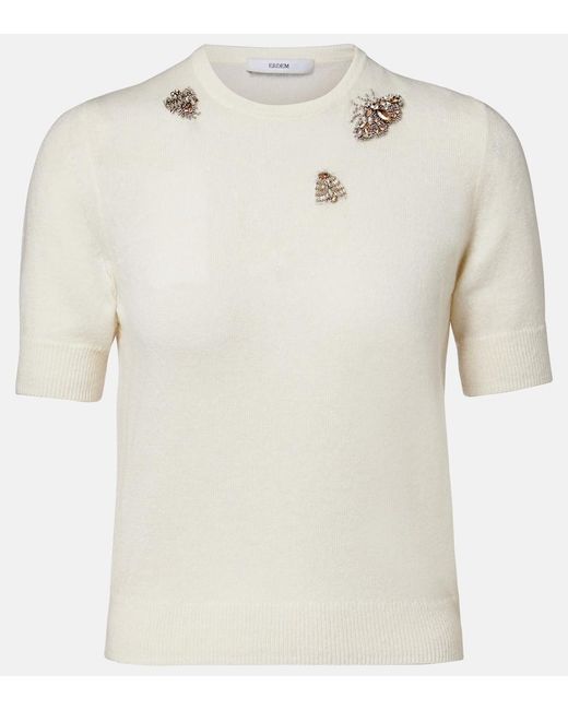Erdem Natural Embellished Top