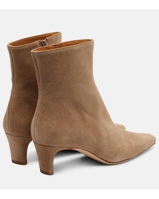Staud Brown Ankle Boots Wally 55 Aus Veloursleder