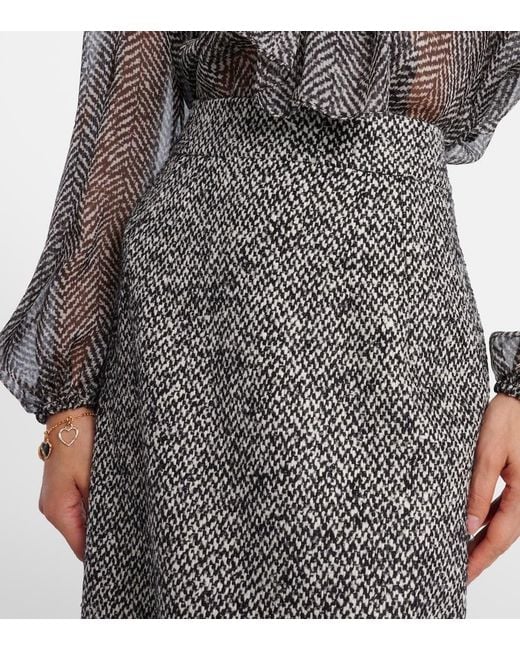 Dolce & Gabbana Gray Tweed Midi Pencil Skirt