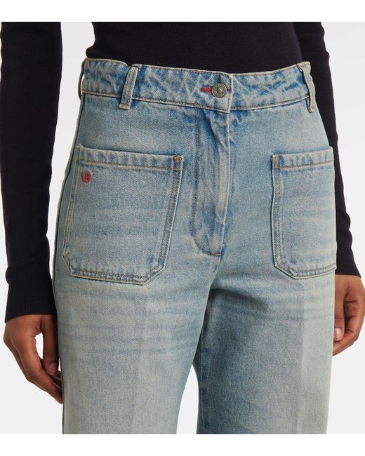 Victoria Beckham Blue Alina High-Rise Wide-Leg Jeans
