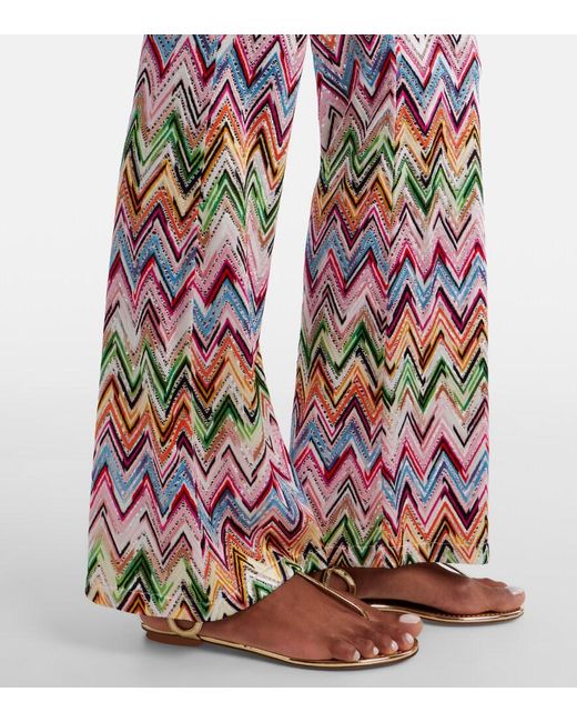 Missoni White Zigzag High-Rise Flared Pants