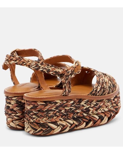 Robert Clergerie Brown Arty Raffia Platform Sandals
