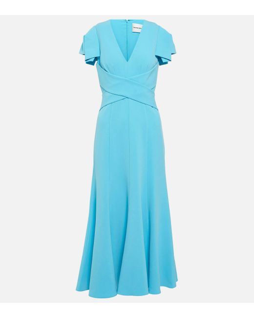 Roland Mouret Blue Cady Midi Dress With Cap Sleeves