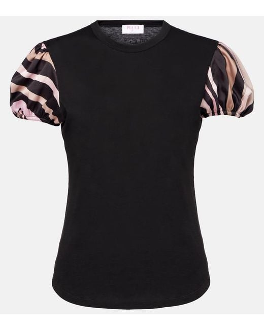 Emilio Pucci Black Top Iride Aus Baumwolle Mit Satin