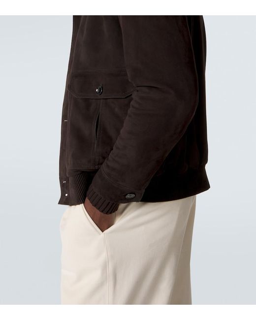 Brioni Black Suede Bomber Jacket for men