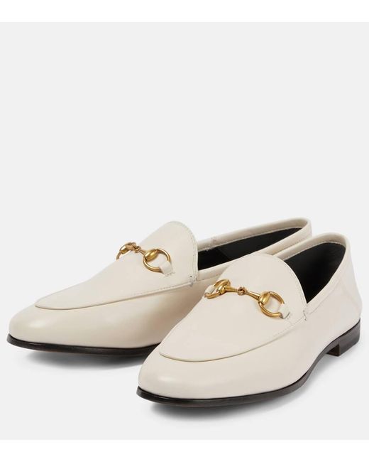 Gucci Natural Brixton Loafers Aus Leder Mit Horsebit-detail Und Einklappbarer Fersenpartie