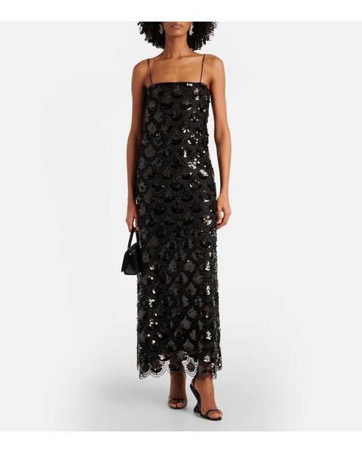 Robe Longue A Sequins ROTATE BIRGER CHRISTENSEN en coloris Black