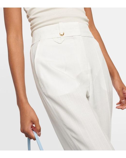 Jacquemus White Le Pantalon Tibau Side-Slit Slim Pants