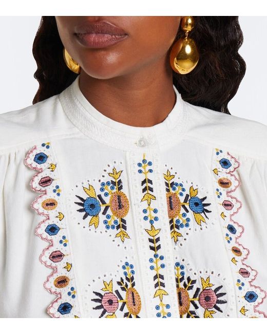 Isabel Marant White Monique Embroidered Blouse