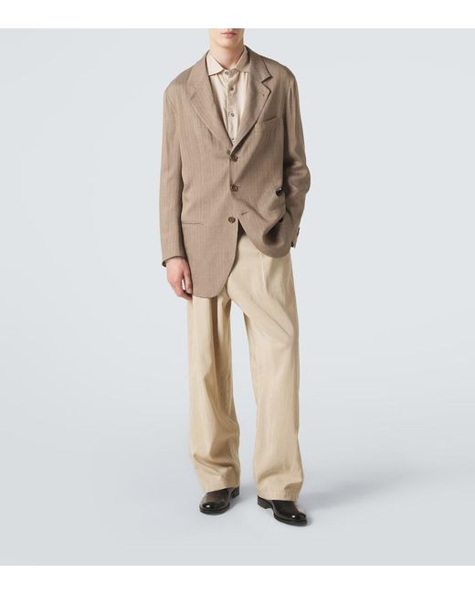 Giorgio Armani Natural Archivio Silk-Blend Straight Pants for men