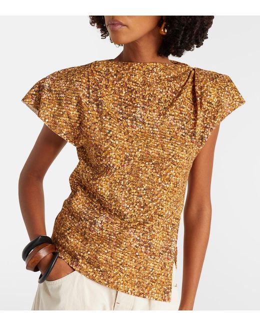 Isabel Marant Yellow Sebani Asymmetric Cotton T-Shirt