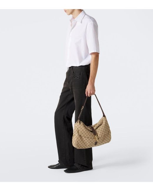 Gucci Metallic Jackie Flap Large Gg Canvas Shoulder Bag for men