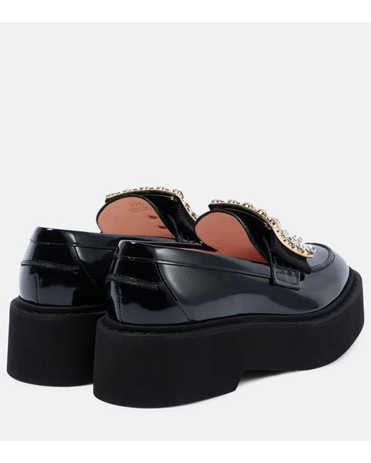 Roger Vivier Black Viv' Rangers Embellished Platform Loafers