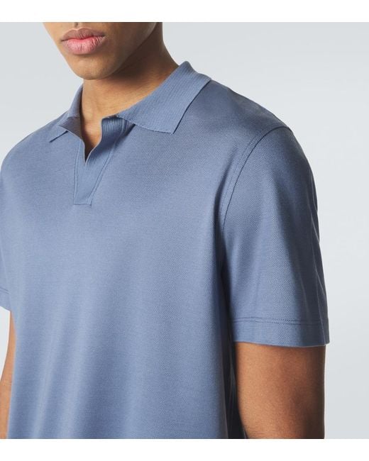 Brioni Blue Silk Polo Shirt for men
