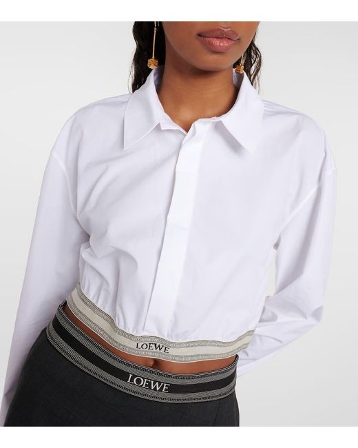 Camicia cropped in popeline di cotone di Loewe in White