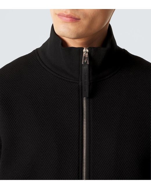 Givenchy Black Herringbone Cotton-Blend Zip-Up Sweater for men